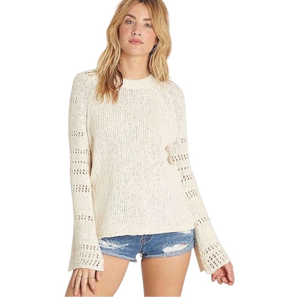 Billabong Sweaters - Billabong Cozy Love Open Knit Bell Sleeve Sweater Size Medium